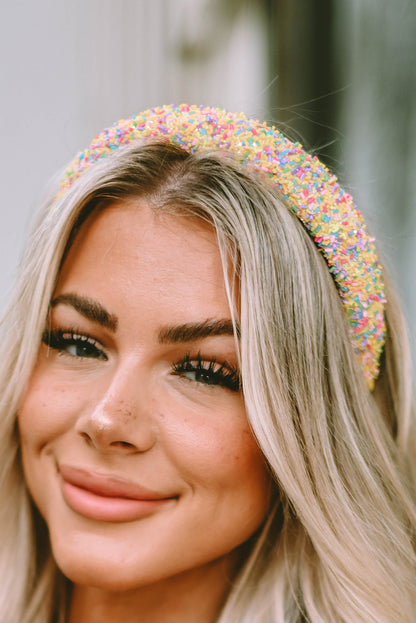 Yellow Cute Sprinkle Color Block Hair Hoop - LA Grand