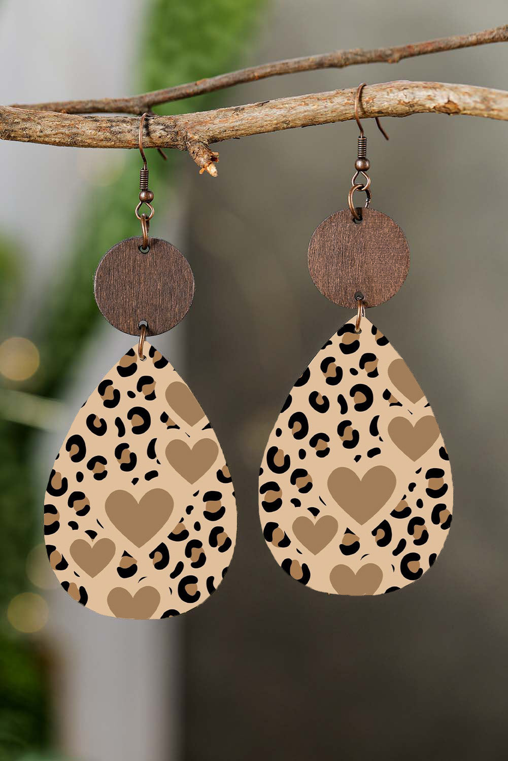 Heart Shape Leopard Print Drop Earrings - LA Grand