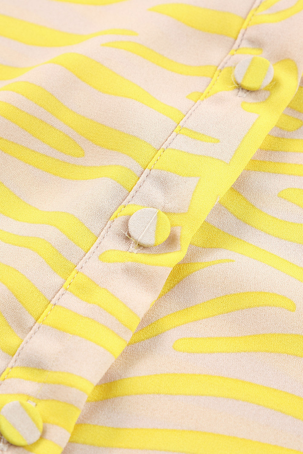 Yellow Zebra Stripes Print Lantern Sleeve Shirt - LA Grand