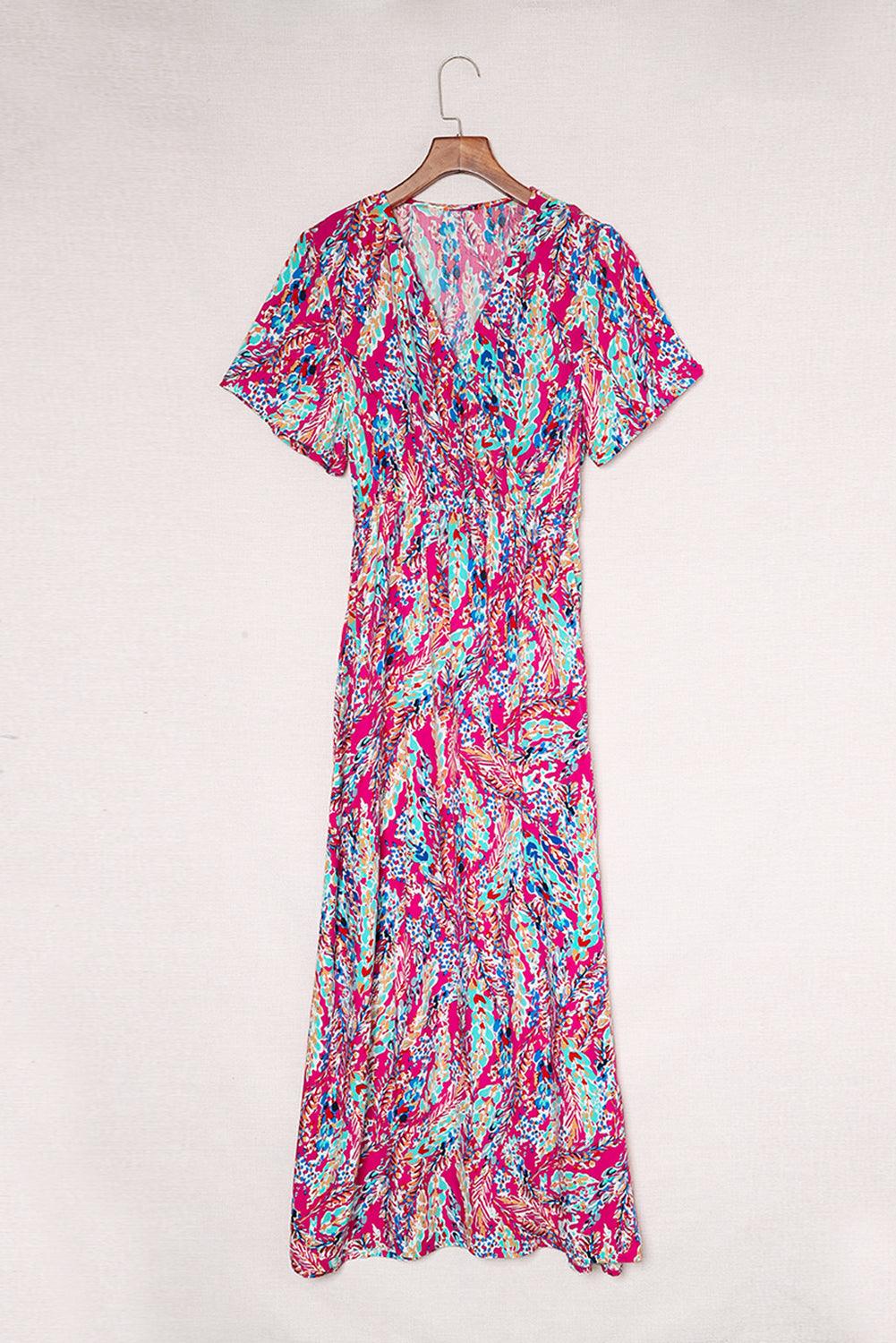 Wrap V Neck Floral Maxi Dress - LA Grand