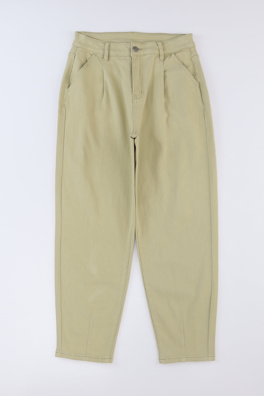 Khaki Solid High Waist Casual Pants - LA Grand