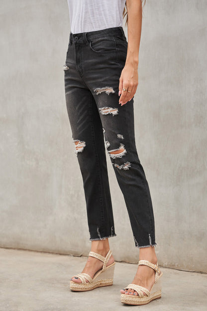 Light Blue Distressed Denim Pants - LA Grand