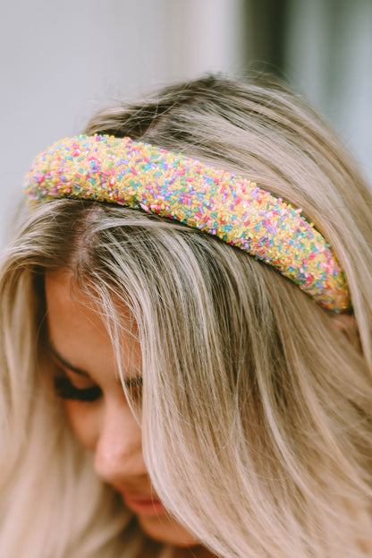 Yellow Cute Sprinkle Color Block Hair Hoop - LA Grand