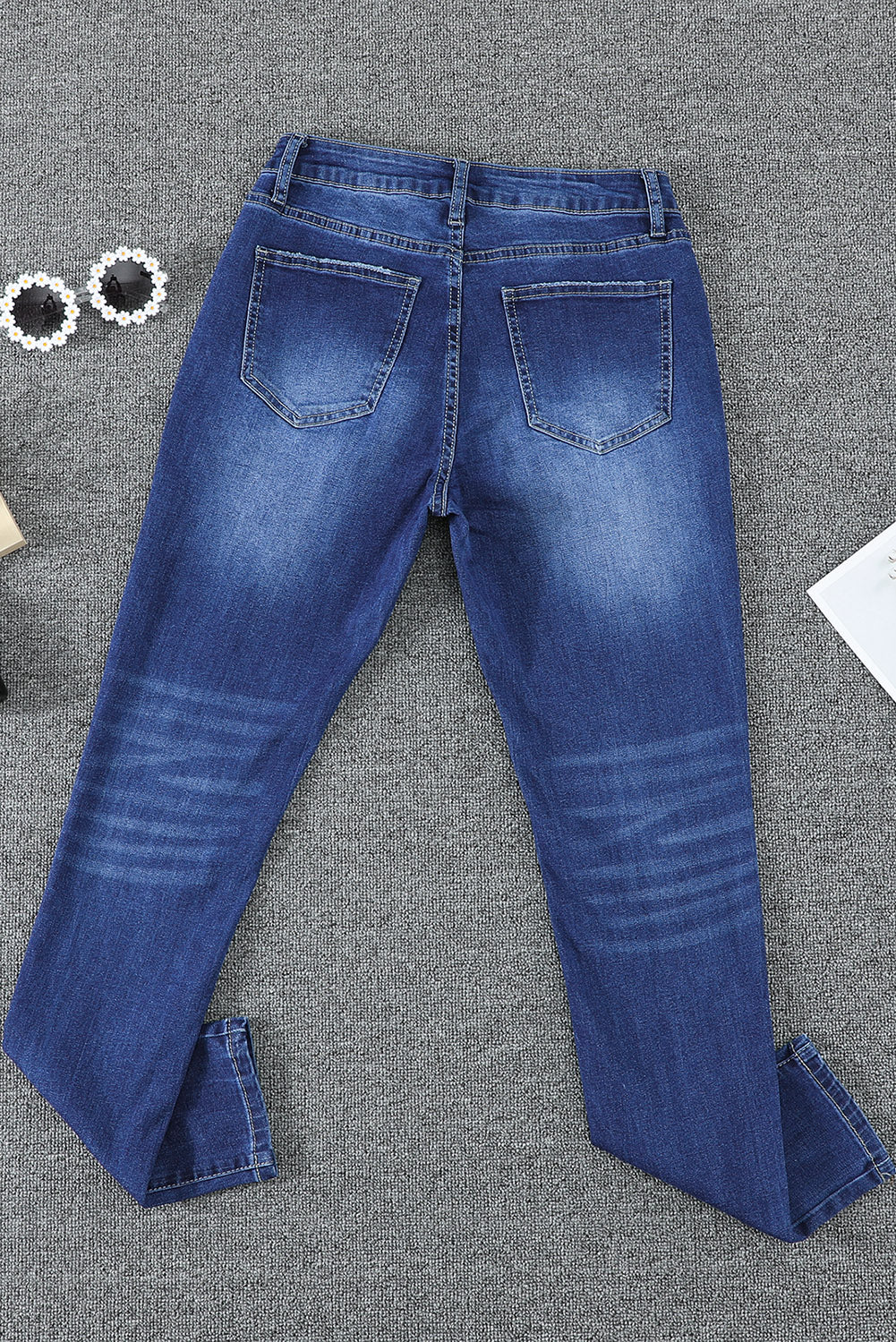 Blue High Rise Skinny Button Fly Jeans - LA Grand