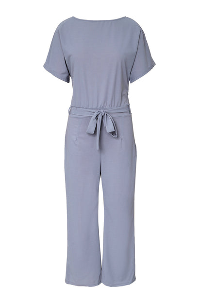 Indigo Glamour: Belted Wide Leg Jumpsuit - LA Grand