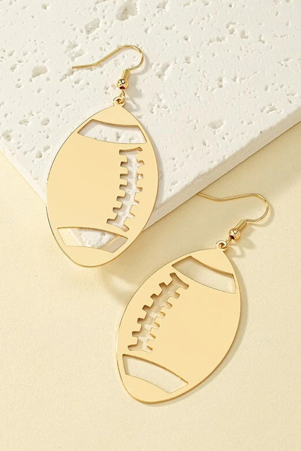 Gold Alloy Rugby Pendant Earrings - LA Grand