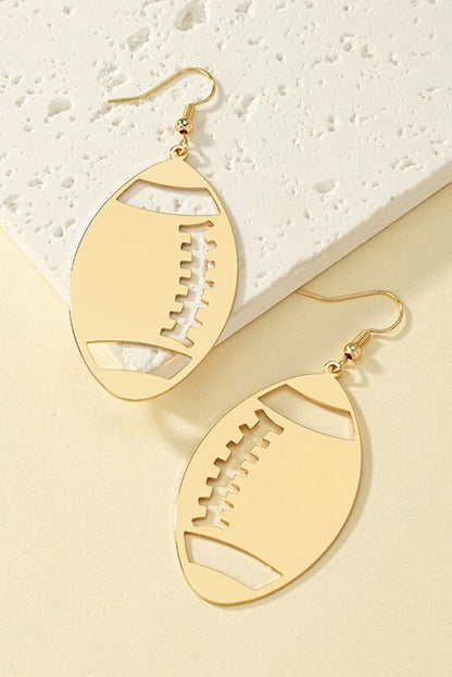 Gold Alloy Rugby Pendant Earrings - LA Grand