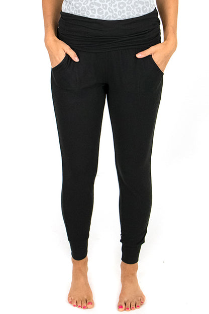 Black High Waist Pleated Pocket Leggings - LA Grand