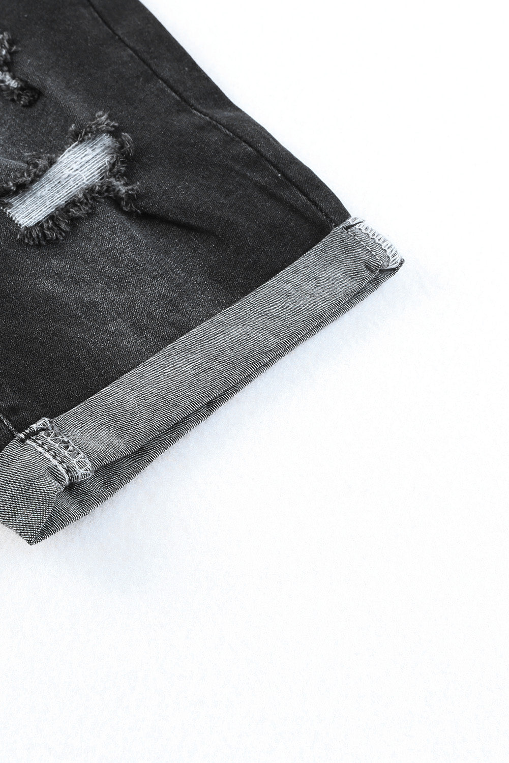 Blue Roll-up Distressed Bermuda Denim Shorts - LA Grand