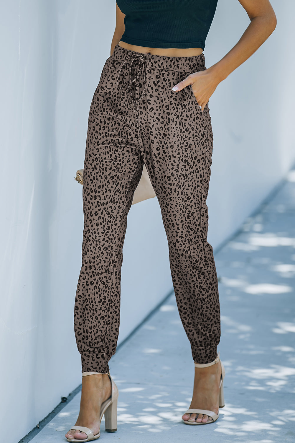 Black Breezy Leopard Joggers - LA Grand