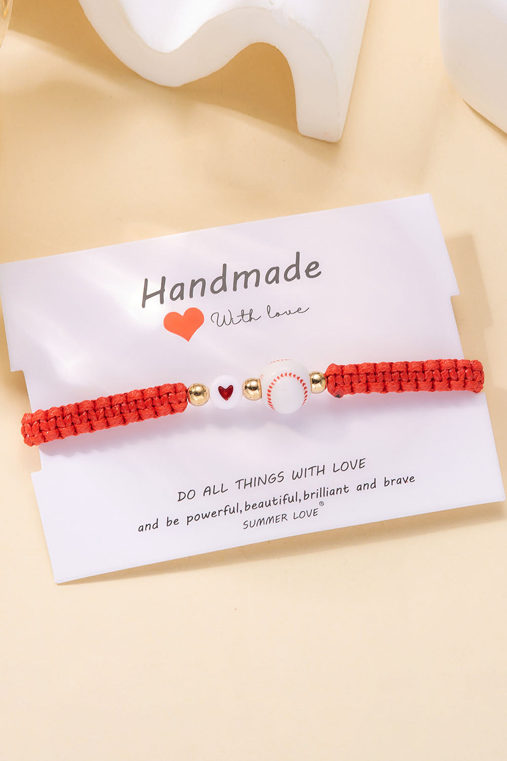 White Baseball Lover Fiery Red Rope Bracelet - LA Grand