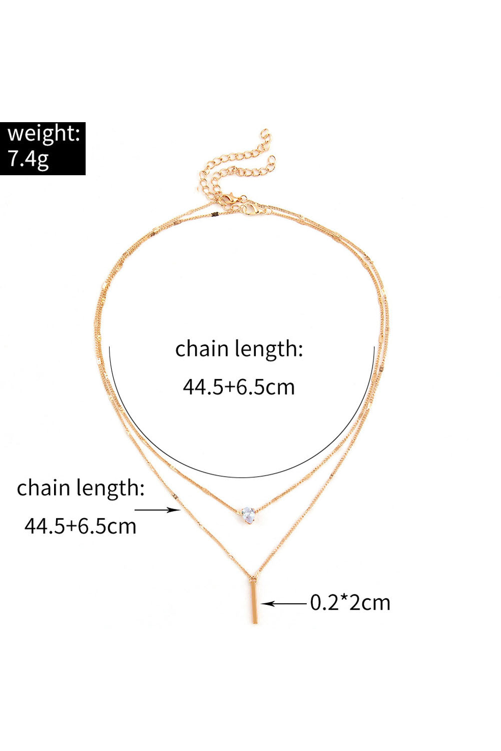 Gold Layered Rhinestone Pendant Necklace - LA Grand