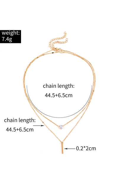 Gold Layered Rhinestone Pendant Necklace - LA Grand