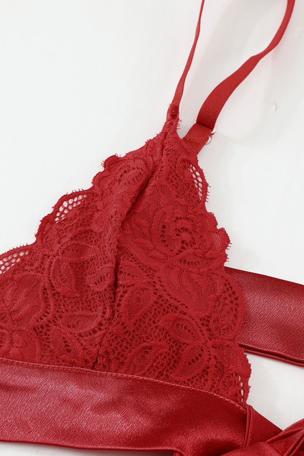 Romantic Love Fiery Red Lace Bralette Lingerie Set - LA Grand