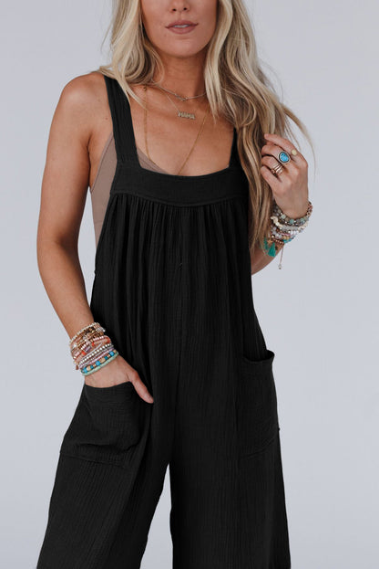 Black Wide Leg Ruffle Jumpsuit - LA Grand