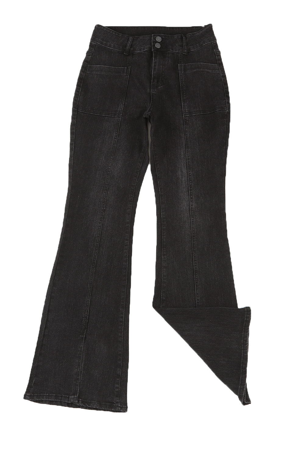 Black Exposed Seam Split Flare Jeans - LA Grand