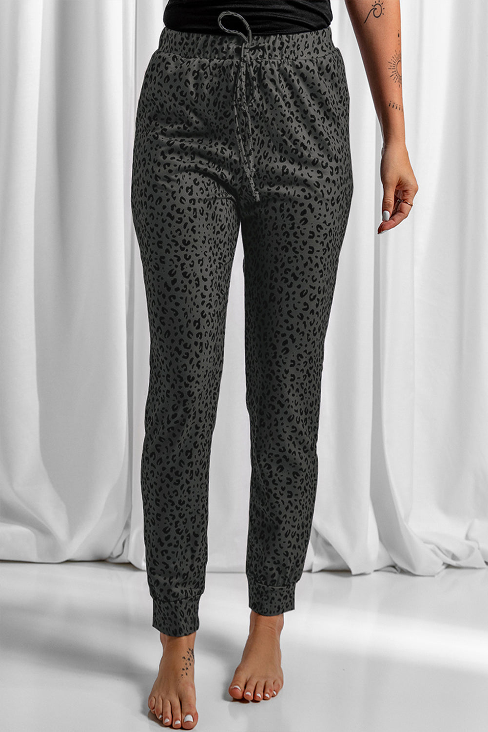 Black Breezy Leopard Joggers - LA Grand