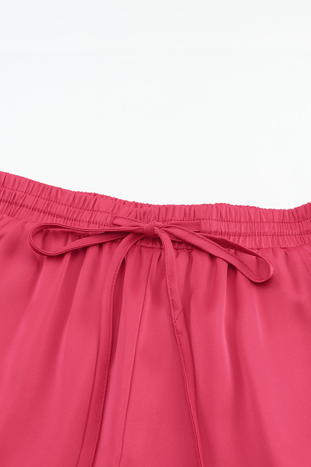 Rose Satin Pocketed Drawstring Elastic Waist Pants - LA Grand