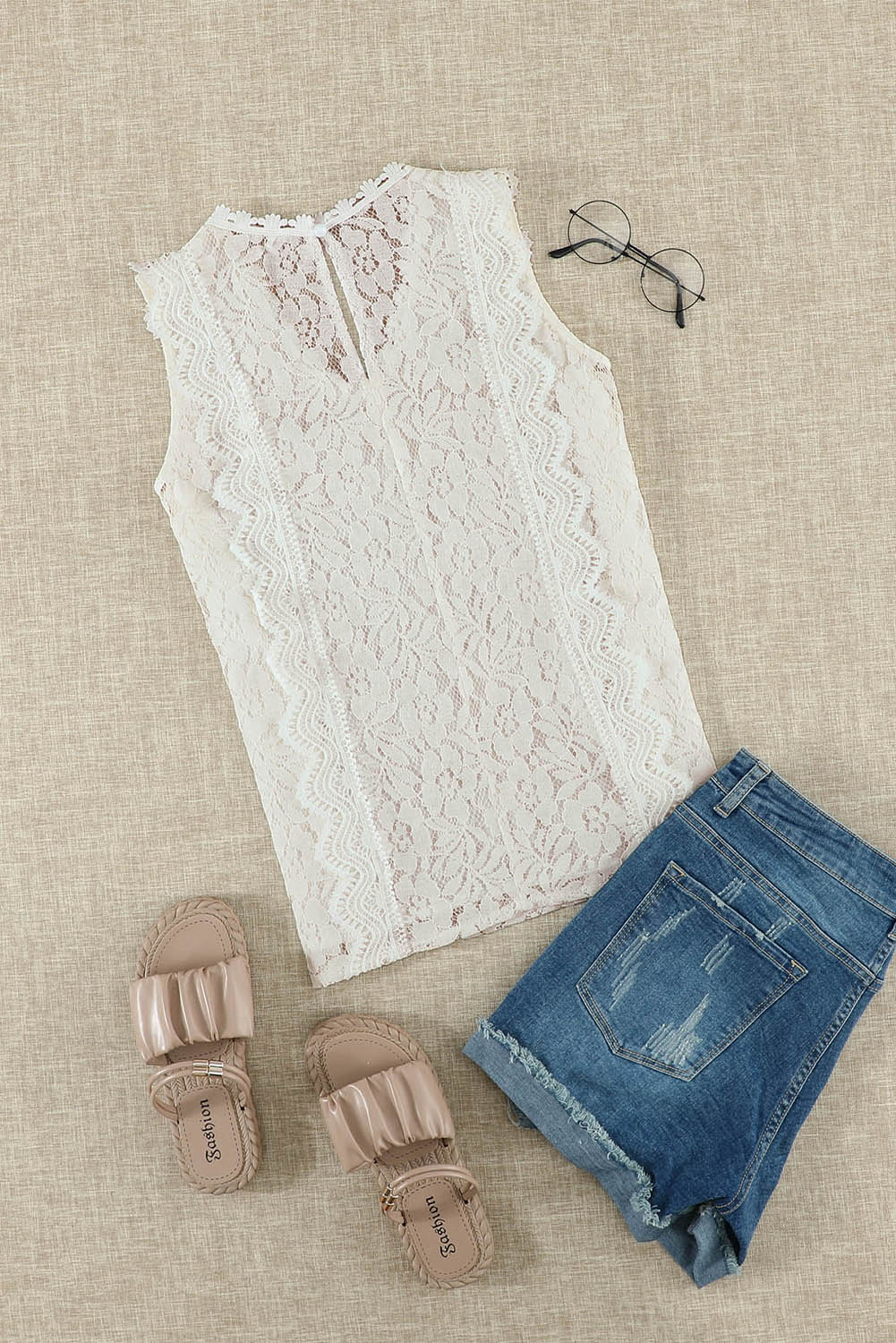 Pink Lace V Neck Tank Top - LA Grand