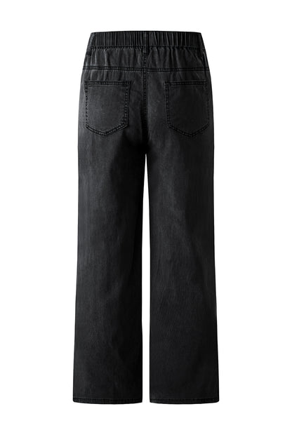 Black Tencel Wide Leg Soft Denim Pants - LA Grand