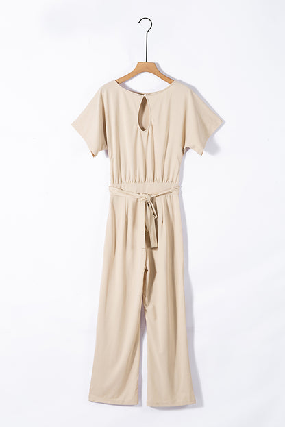 Indigo Glamour: Belted Wide Leg Jumpsuit - LA Grand