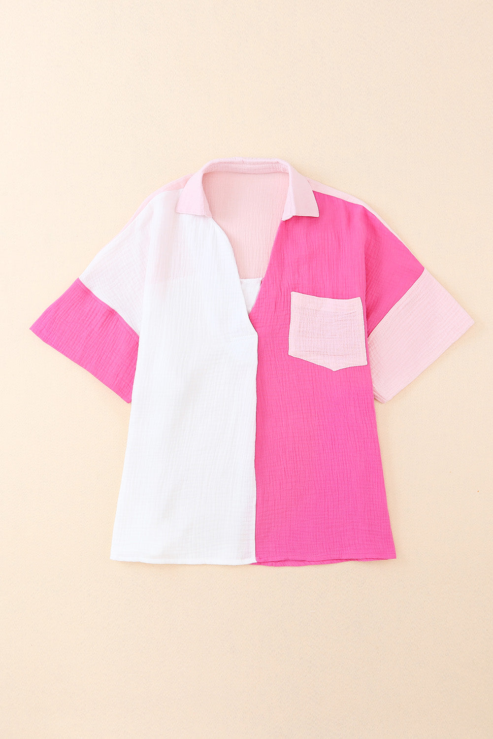 Rose Collared Neck Color Block Polo Shirt - LA Grand