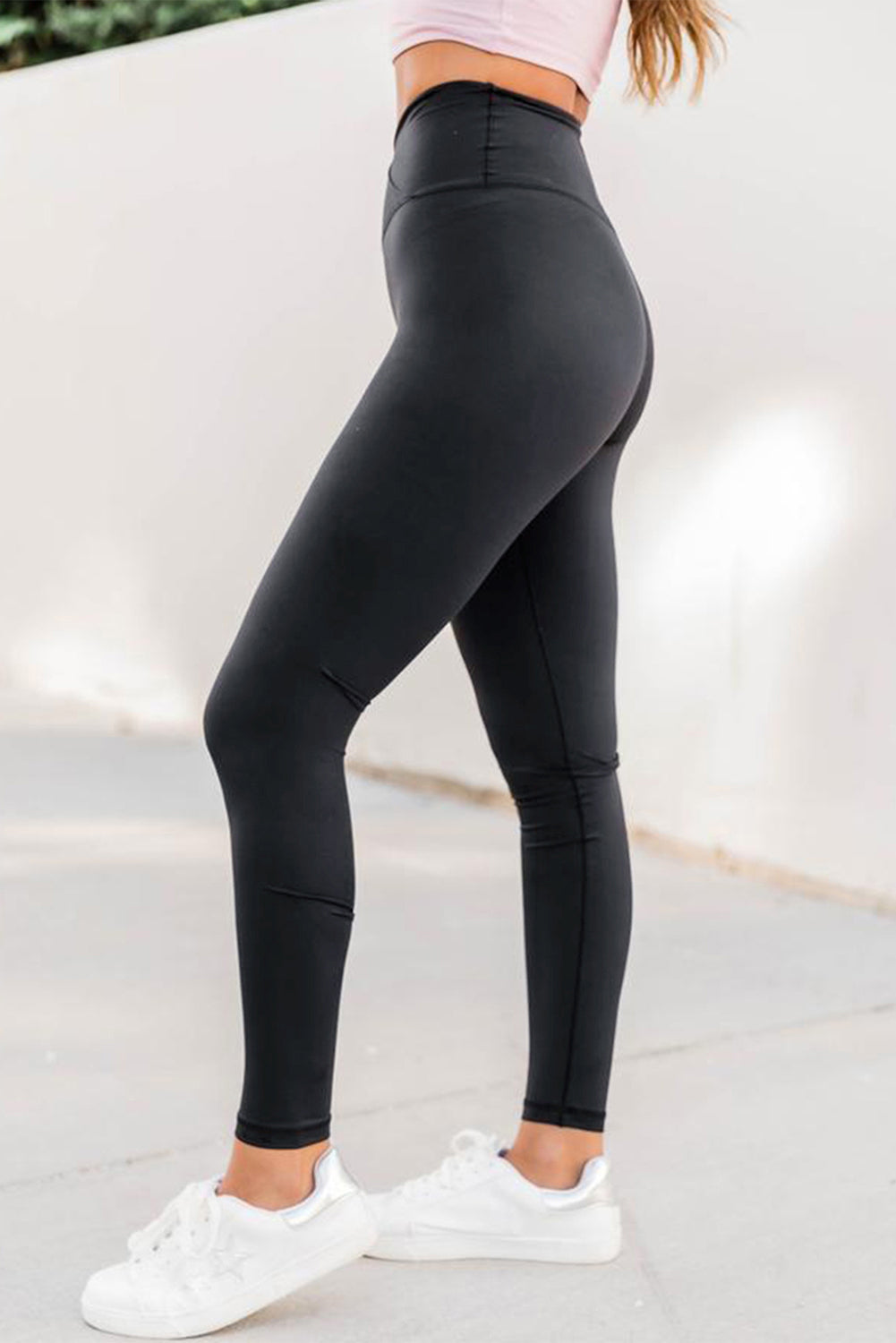 Black Arch Waist Sports Yoga Leggings - LA Grand