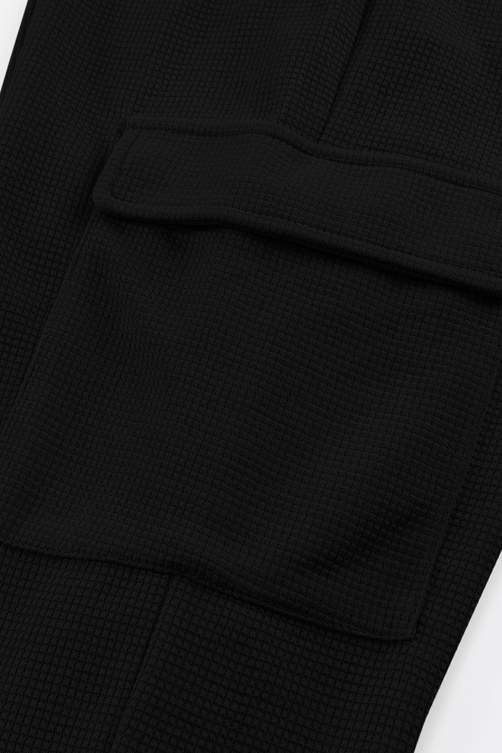 Black Waffle Texture Cargo Pocket Jogger Pants - LA Grand