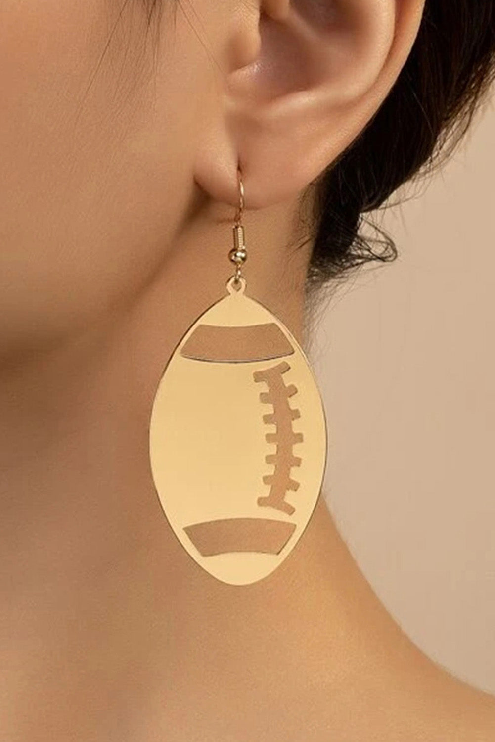 Gold Alloy Rugby Pendant Earrings - LA Grand