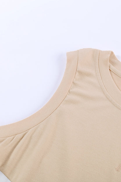 Apricot Crew Neck Colorblock Tank Top - LA Grand