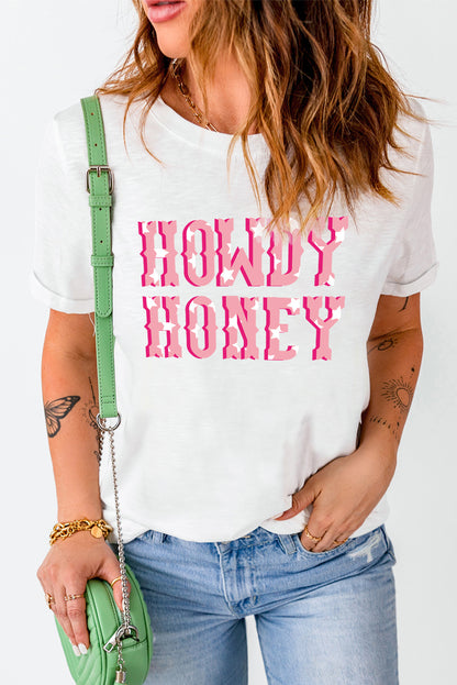 White HOWDY HONEY Graphic T Shirt - LA Grand