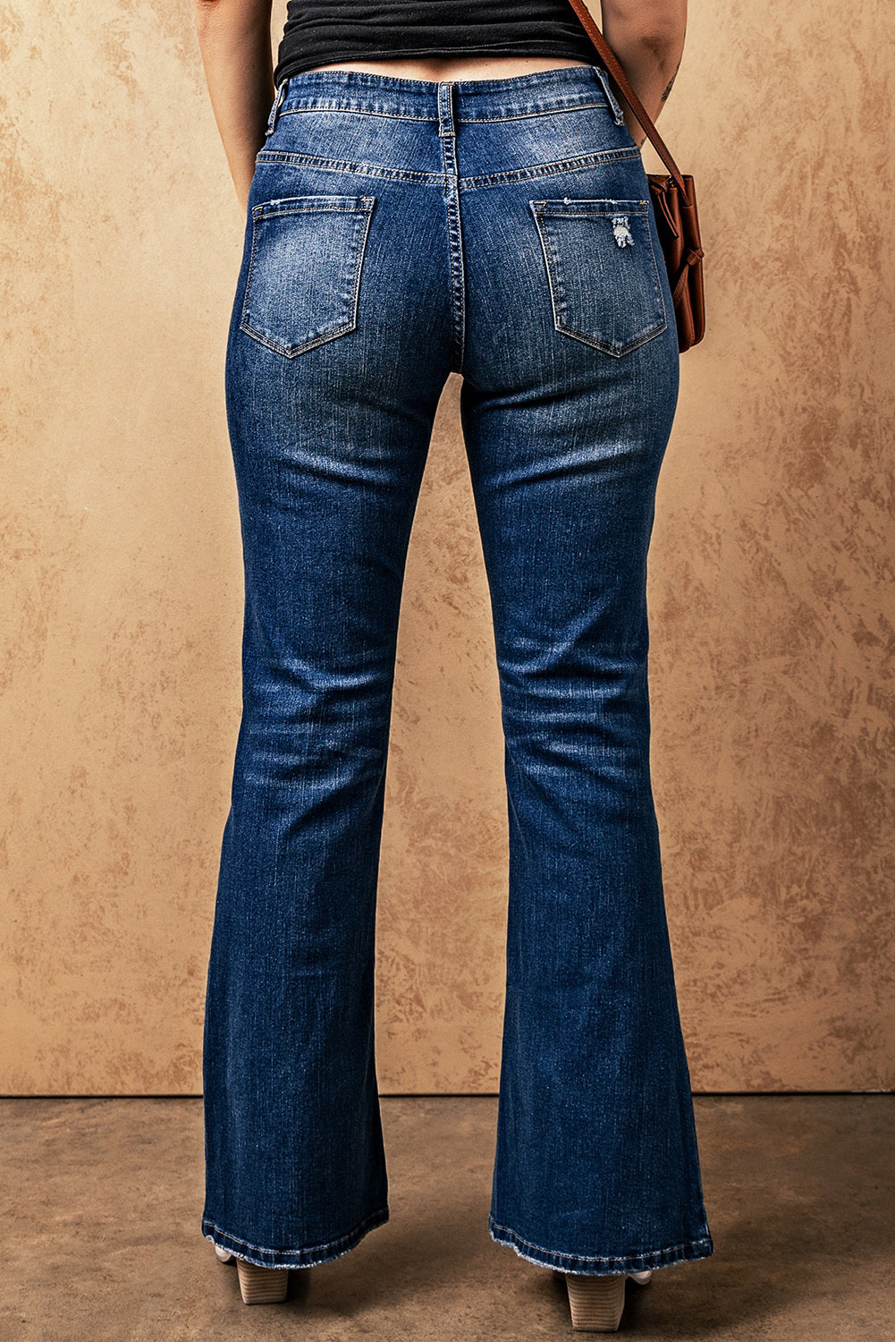 Sky Blue Medium Wash High Rise Flare Jeans - LA Grand