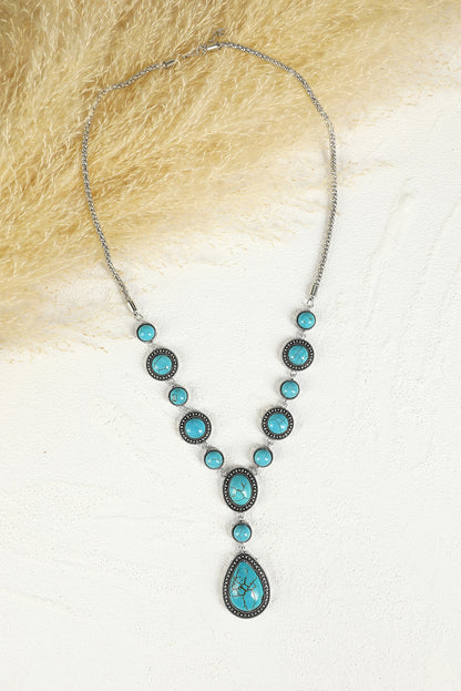 Green Crackle Turquoise Water Drop Accent Necklace - LA Grand