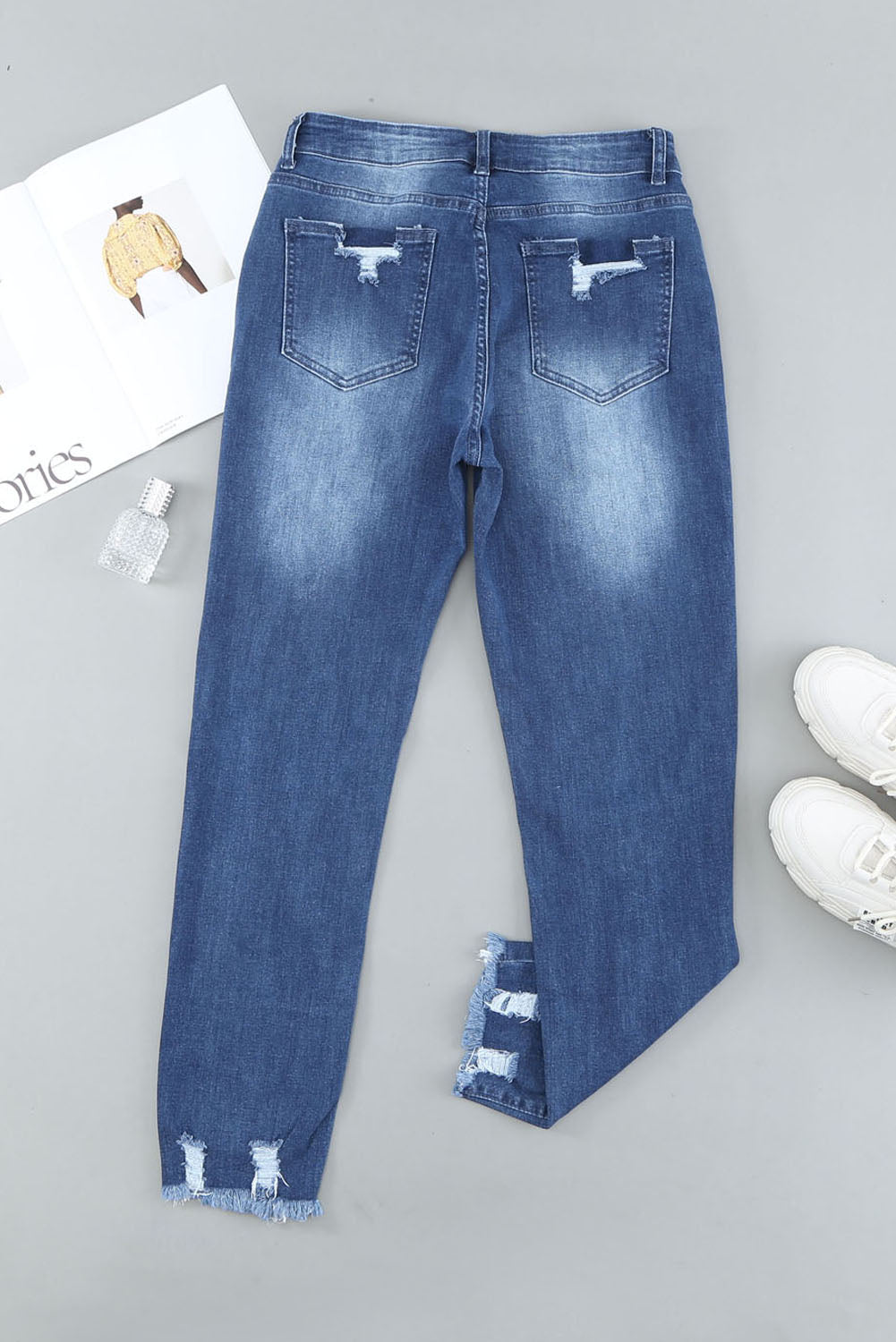 Light Blue Distressed Denim Pants - LA Grand