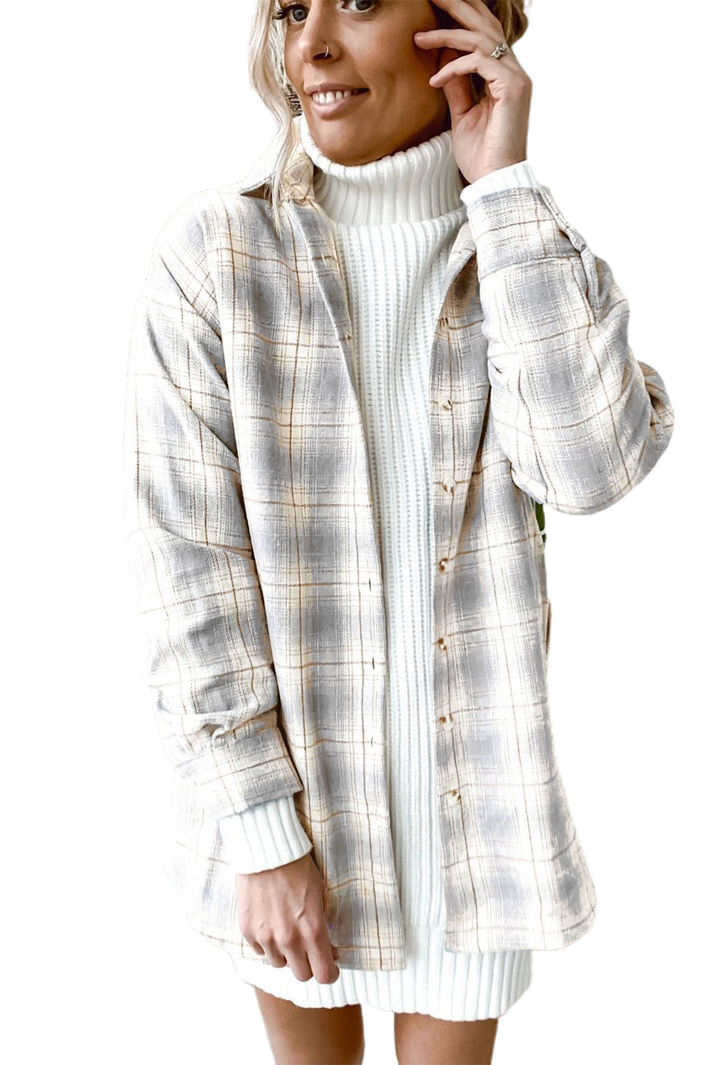 Buttoned Turn Down Collar Plaid Shirt - LA Grand