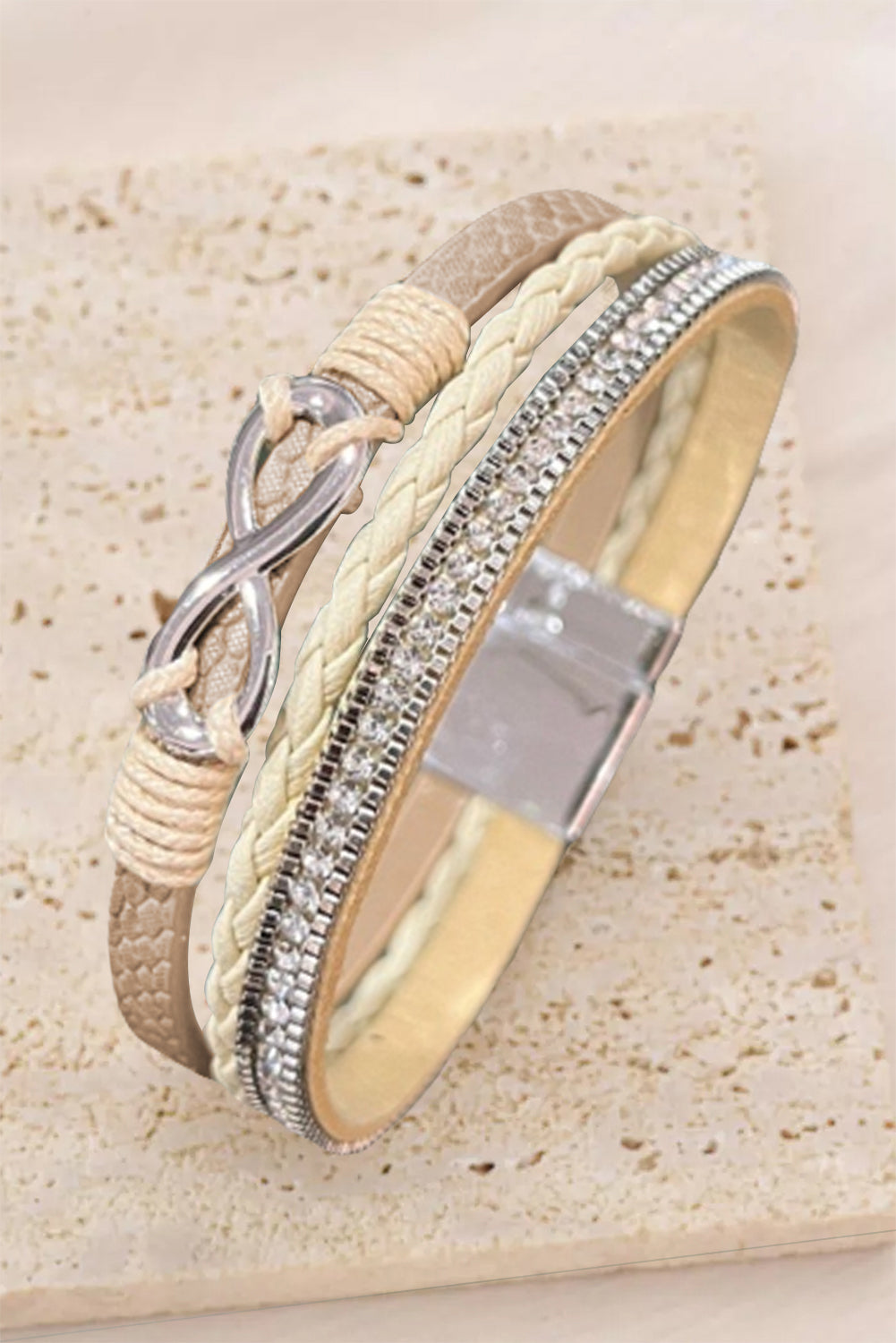 Apricot Infinity Rhinestone Magnetic Buckle Bracelet - LA Grand