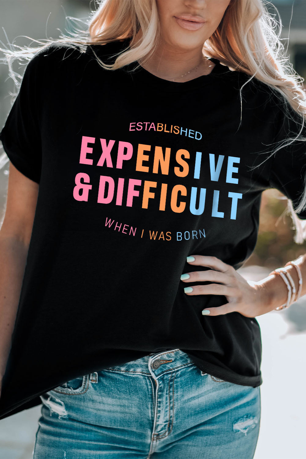 Black EXPENSIVE&DIFFICULT Graphic Tee - LA Grand