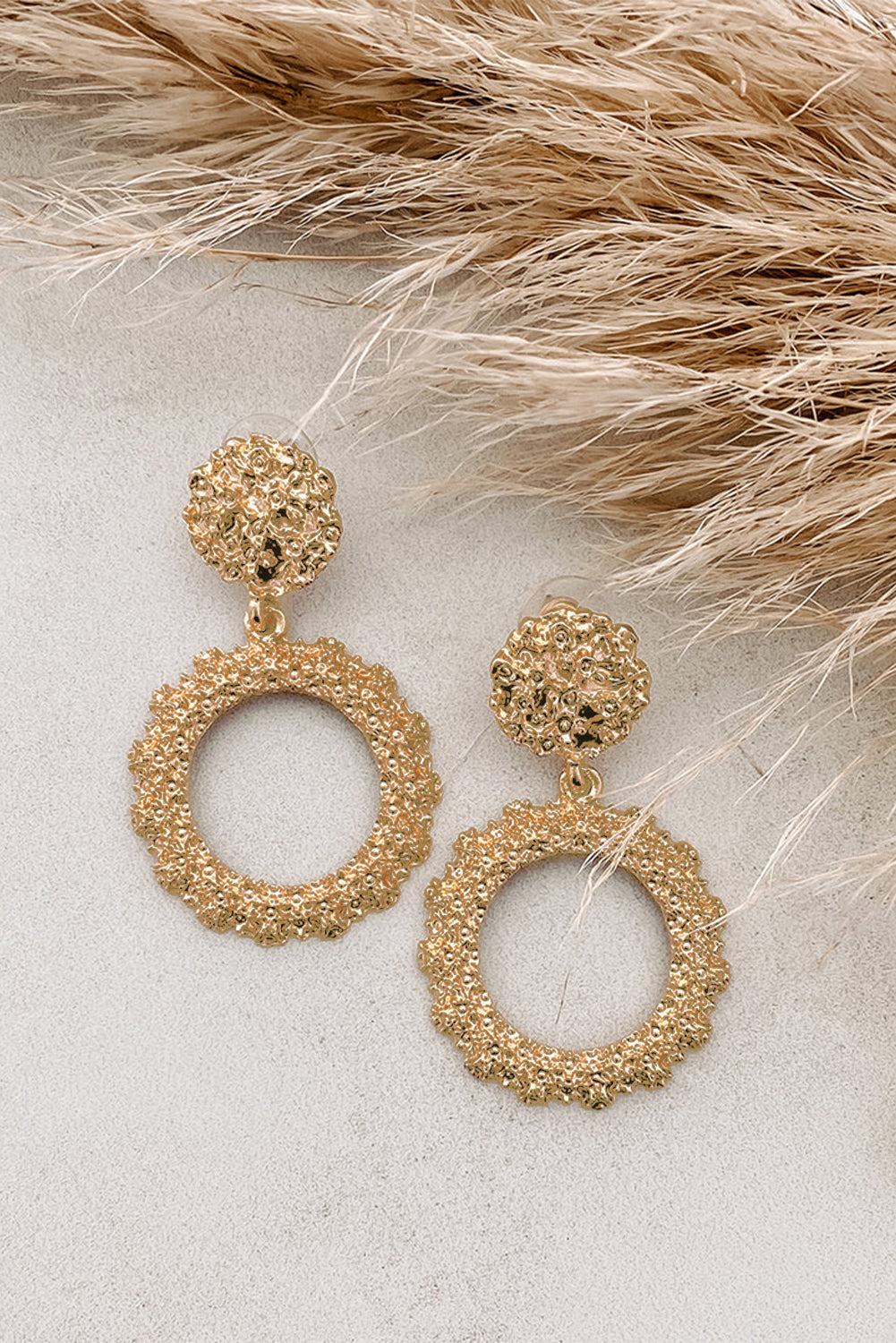 Gold Glittering Circle Dangle Earrings - LA Grand