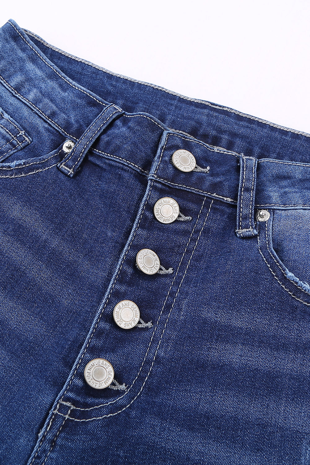 Blue High Rise Skinny Button Fly Jeans - LA Grand