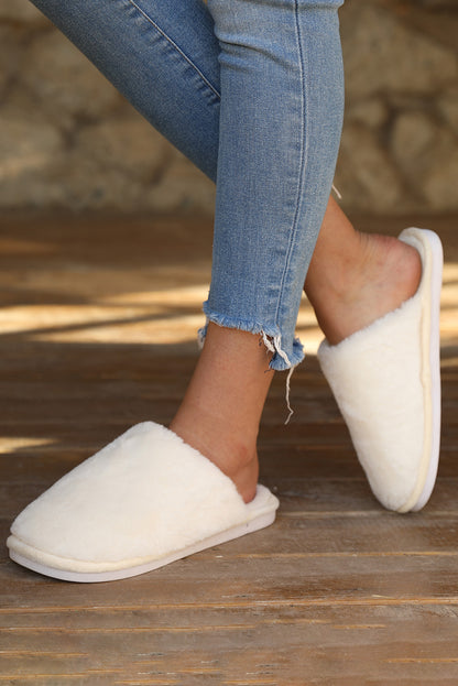 White Fuzzy Winter Home Slippers - LA Grand