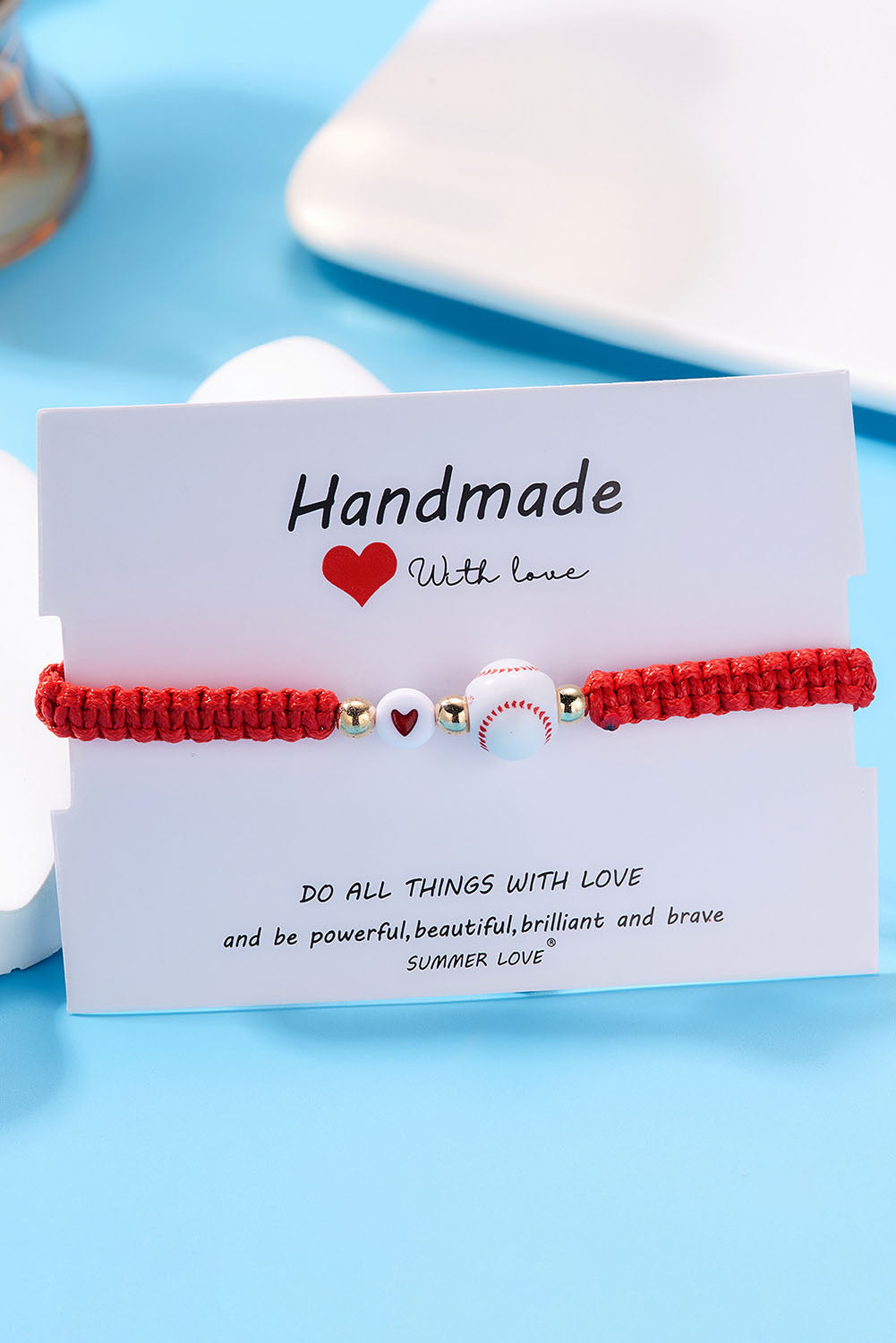 White Baseball Lover Fiery Red Rope Bracelet - LA Grand