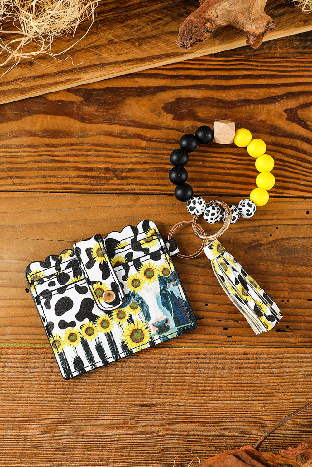 Multicolor Sunflower Cow Print Silicone Bead Card Bag - LA Grand