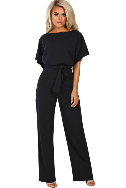 Indigo Glamour: Belted Wide Leg Jumpsuit - LA Grand