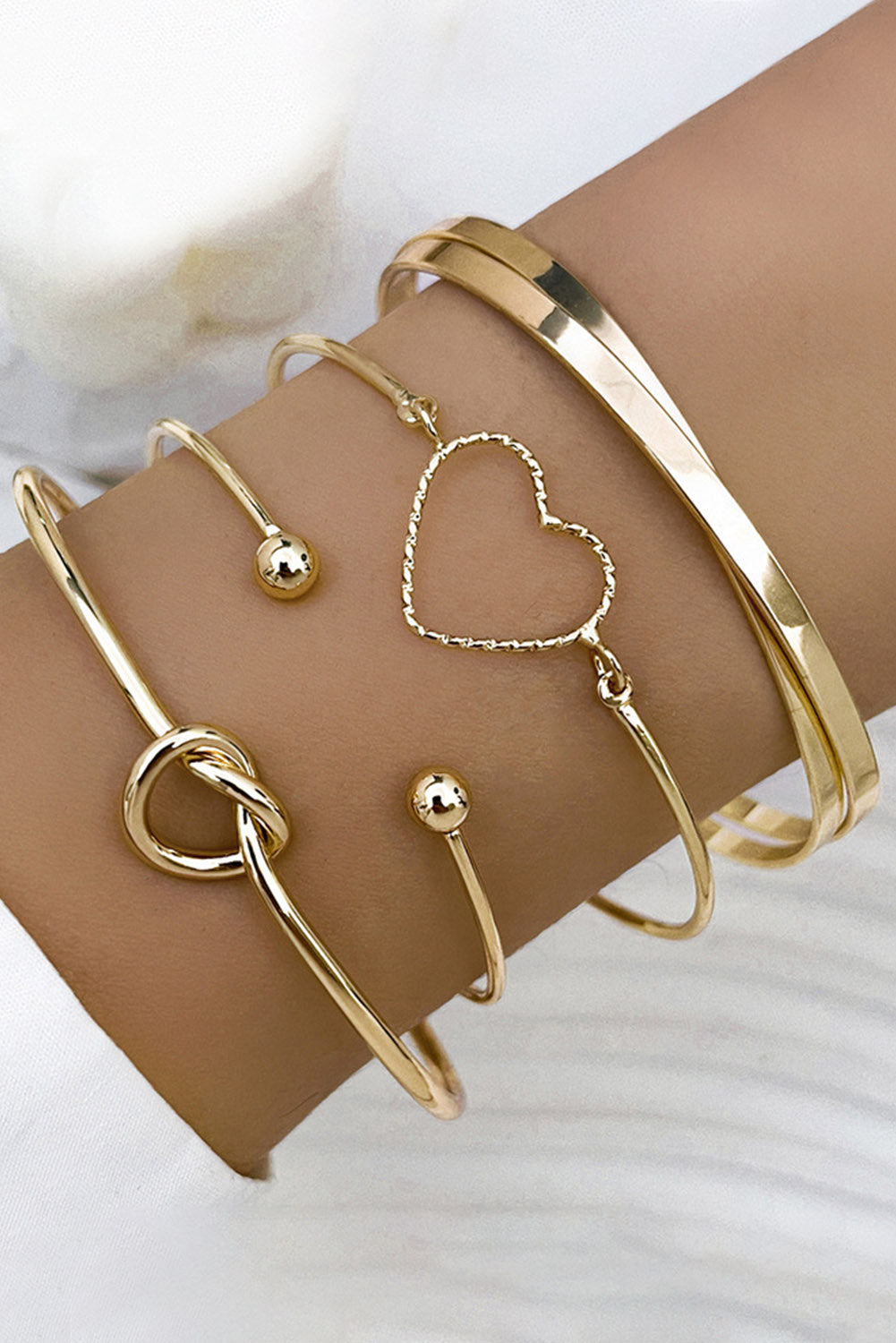 Gold Love Geometric Cross Bracelet 4-piece Set - LA Grand