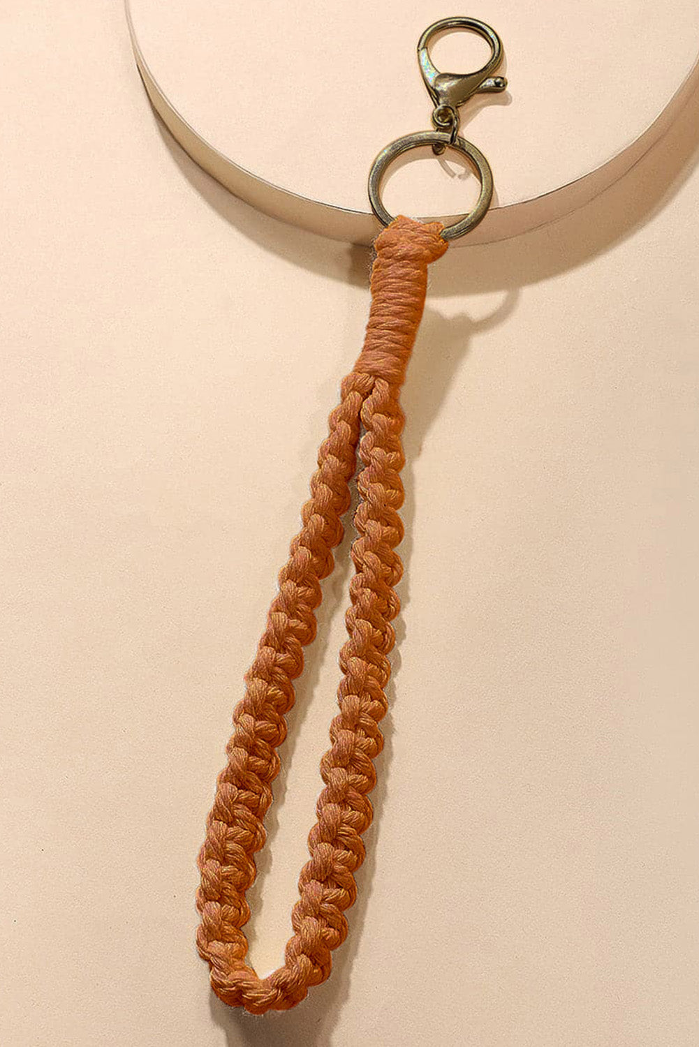 Khaki Twist Braided Wristlet Keychain - LA Grand