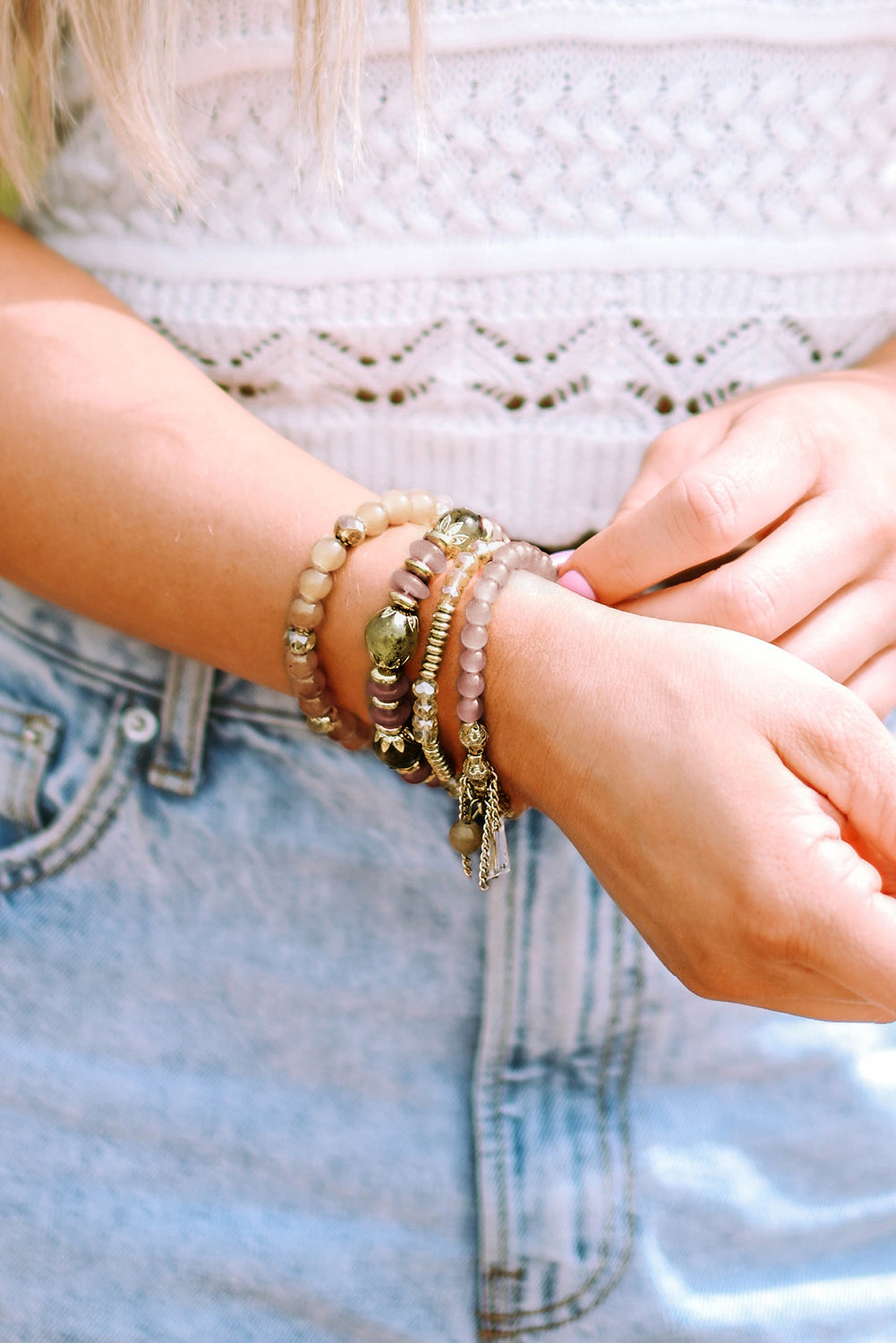 Brown Bohemian Crystal Pendant Tassel Bracelet - LA Grand