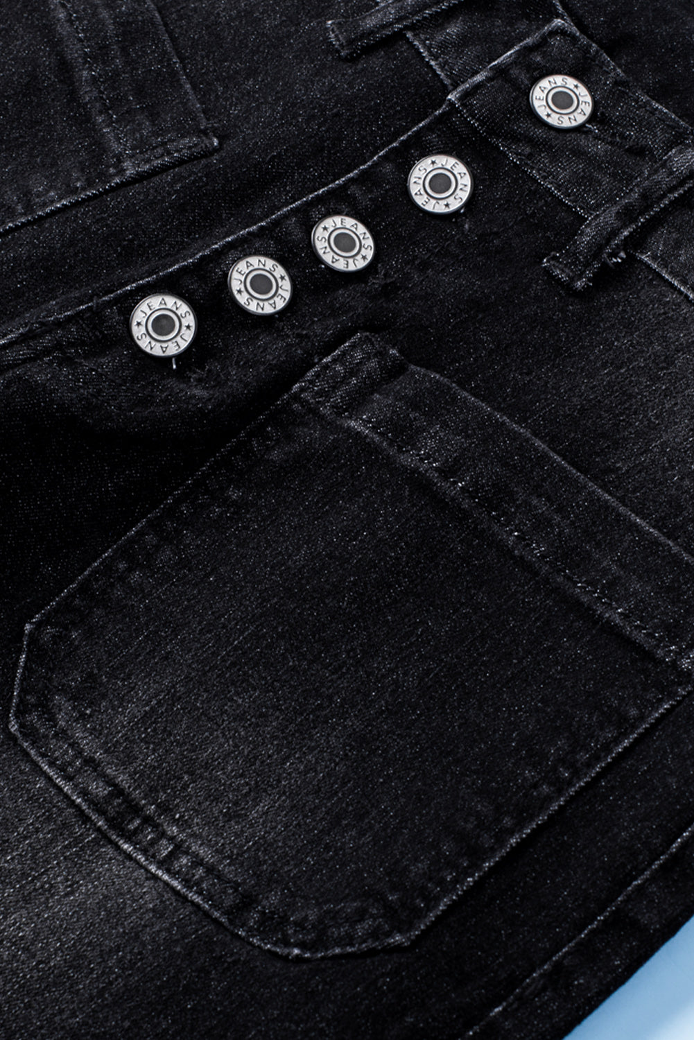 Dark Blue Button Fly Skinny Jeans with Pockets - LA Grand