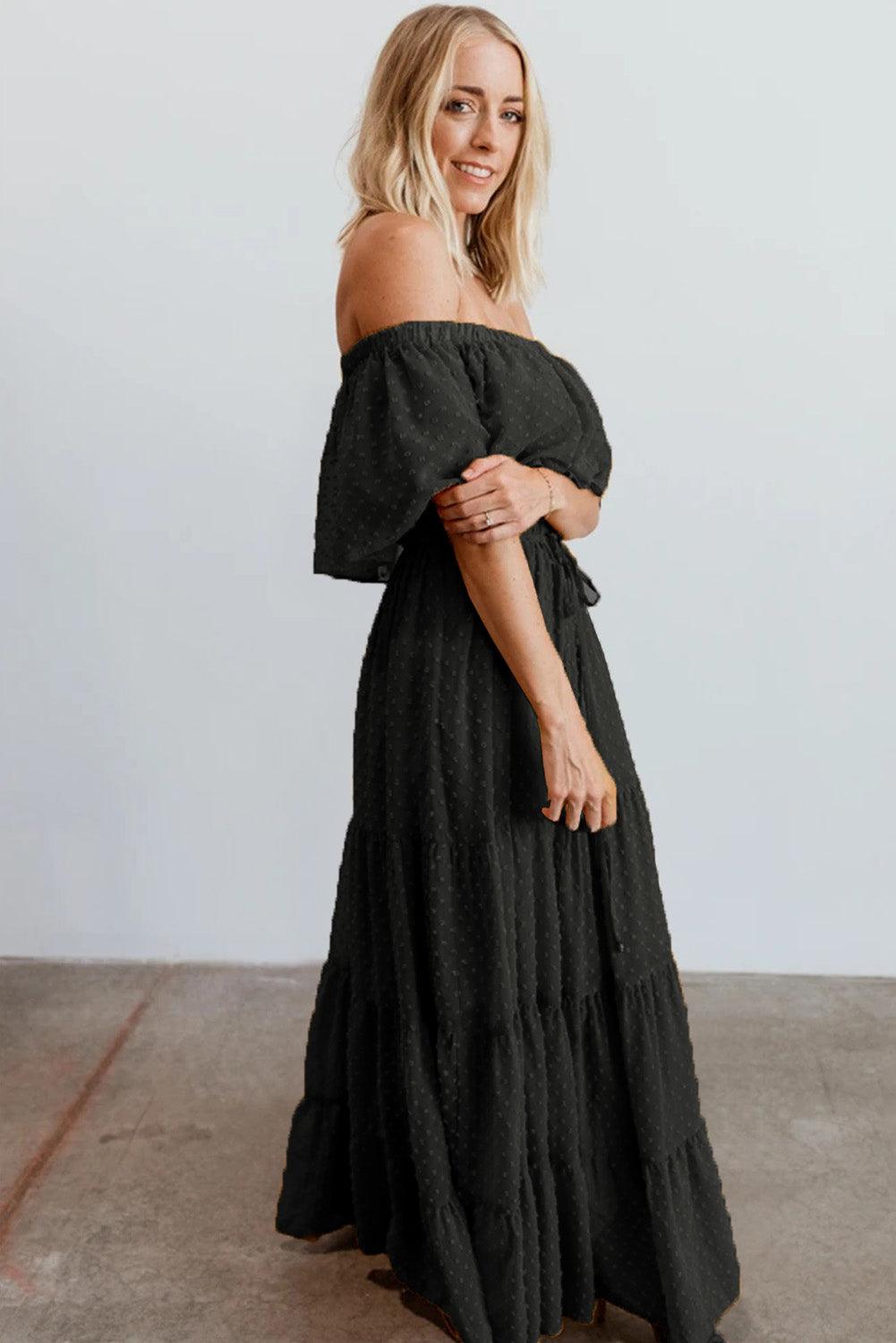 Midnight Sunshine Off-Shoulder Maxi Dress - LA Grand