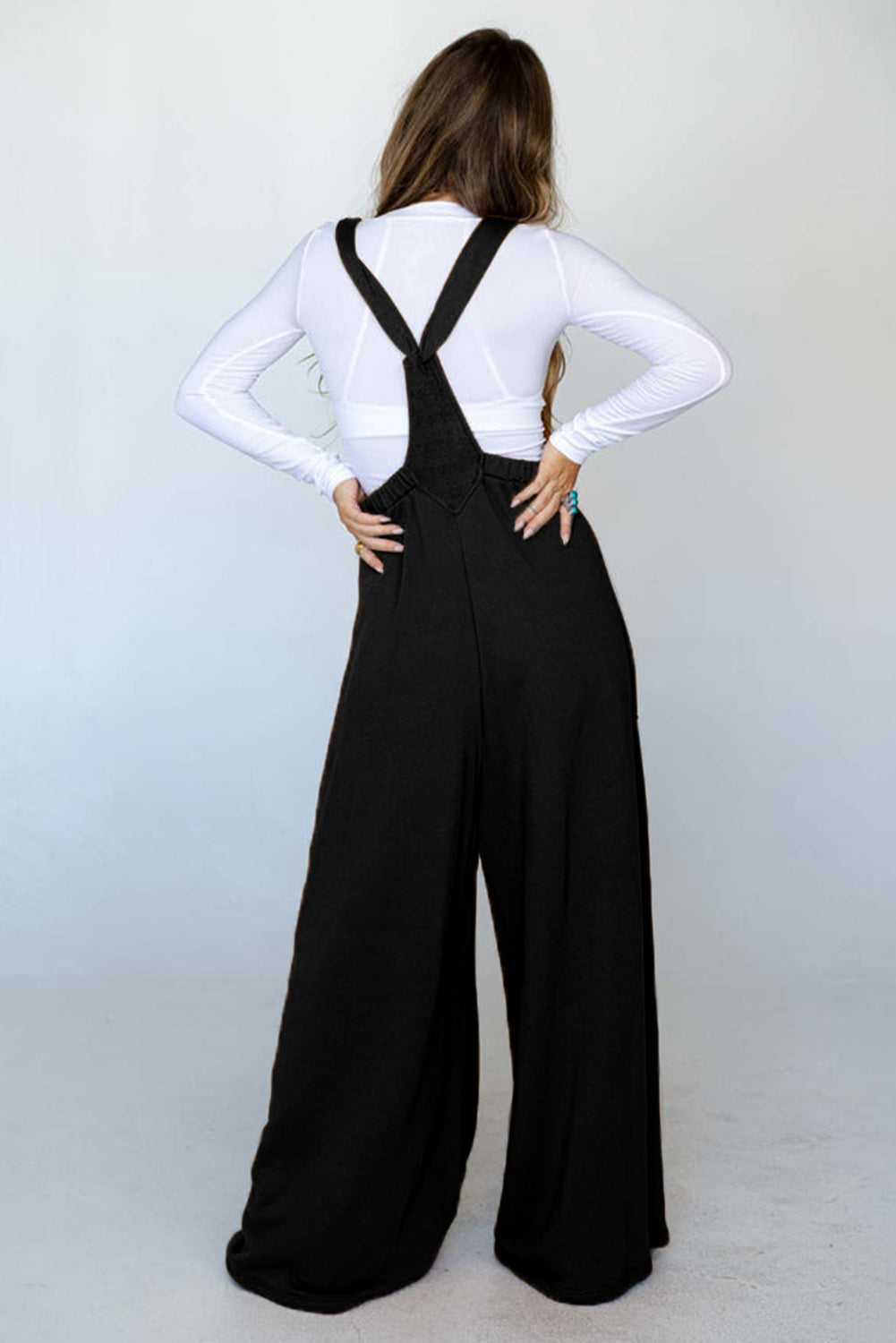 Brown Knotted Straps Patch Pocket Wide Leg Jumpsuit - LA Grand