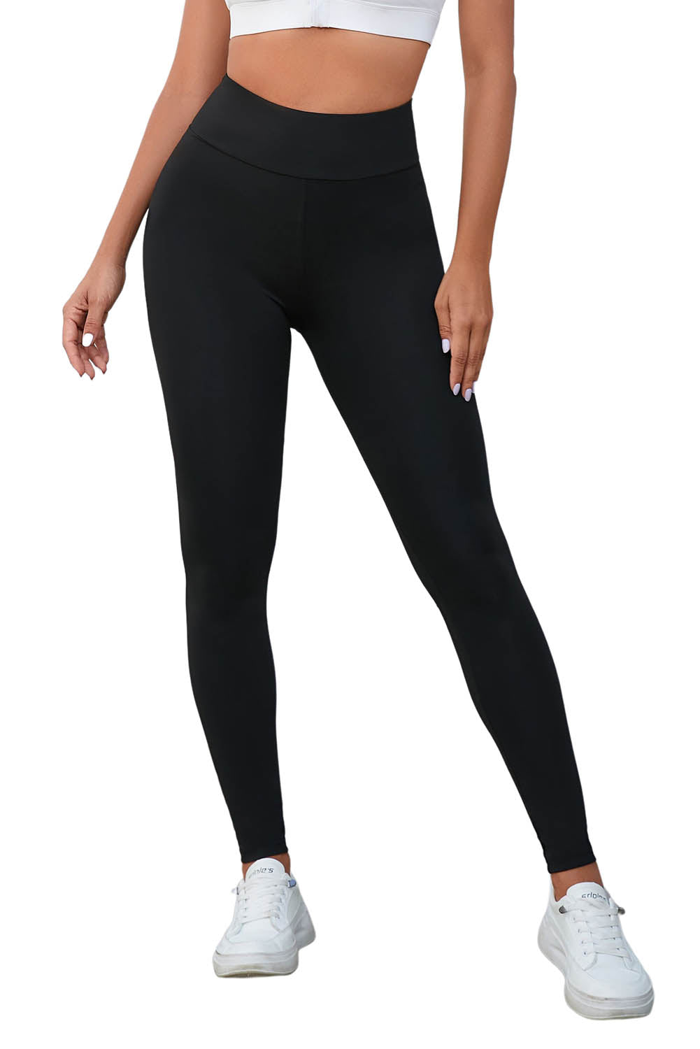 Black Criss Cross Tummy Control High Waist Leggings - LA Grand